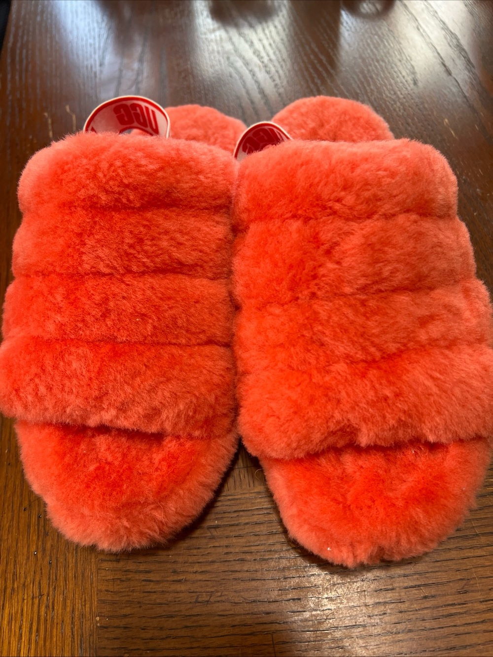 UGG Fluffita Plush Slide Slippers in Bright Orange
